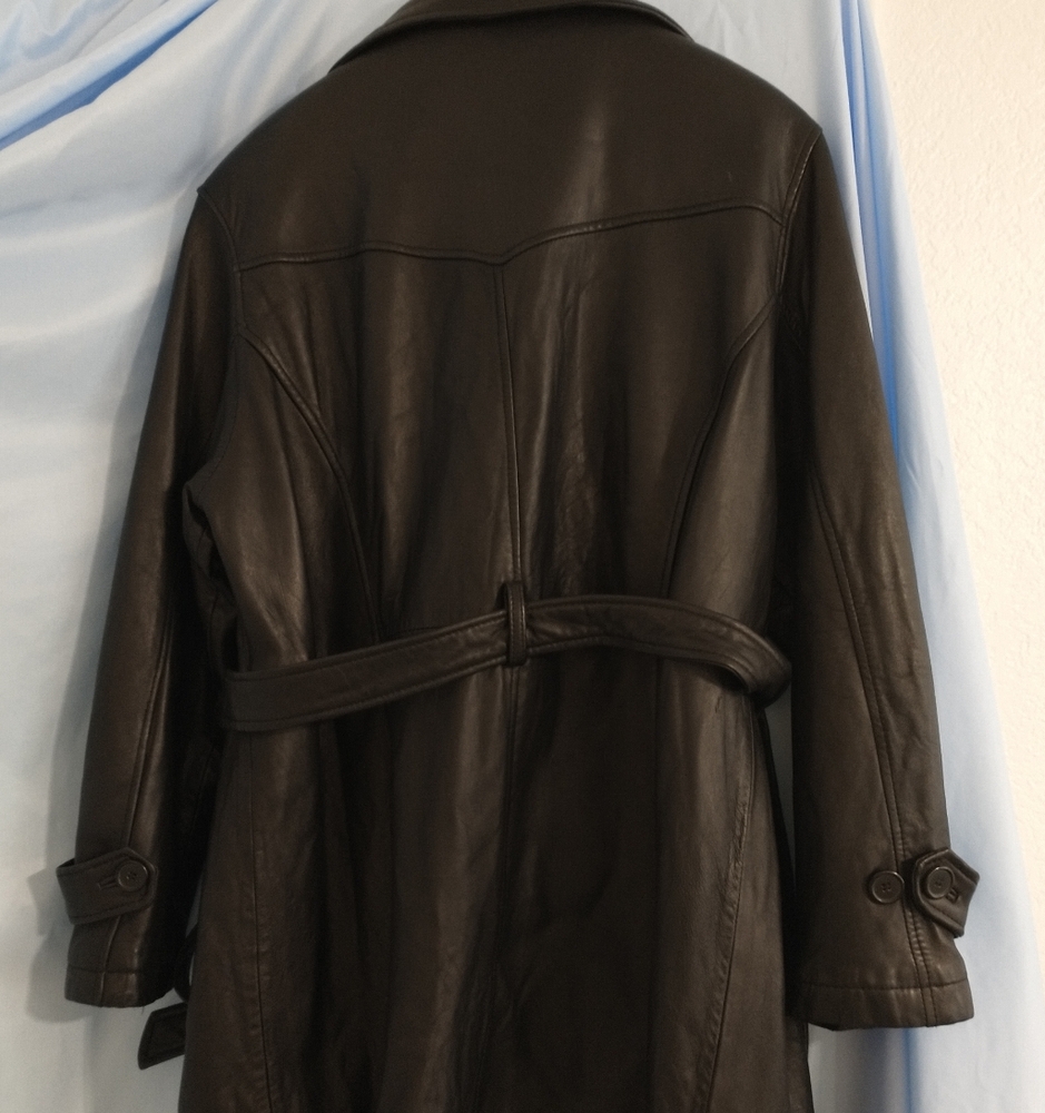Wilson Pelle Studio Black Leather Trench Coat